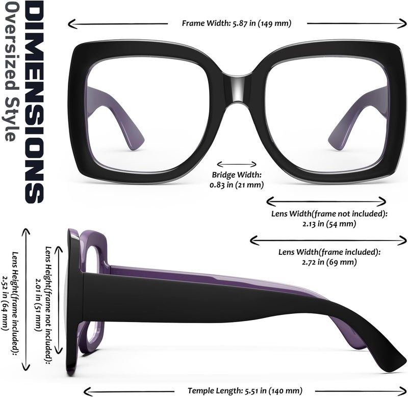 GQUEEN Oversized Fake Glasses Women Men Retro Thick Big Square Frame Clear Lens UV400 Protection Fashion Eyeglasses - Image 5